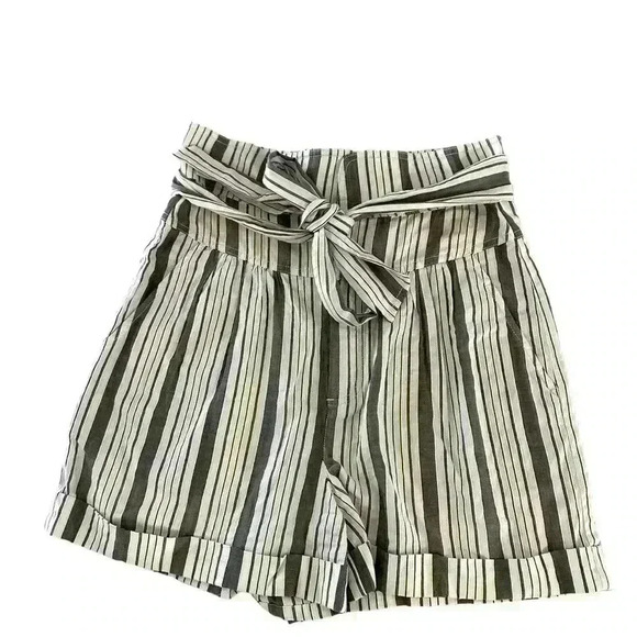 LA VIE REBECCA TAYLOR Stripe Tie Waist Cotton Shorts SZ S - Picture 3 of 9